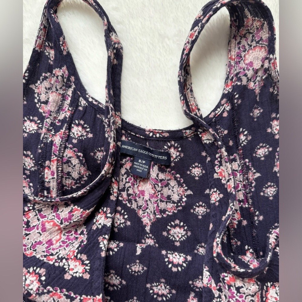 American Eagle Outfitters Purple Flowy Mini‎ Dress Women Small Bohemian Beach - Picture 3 of 10